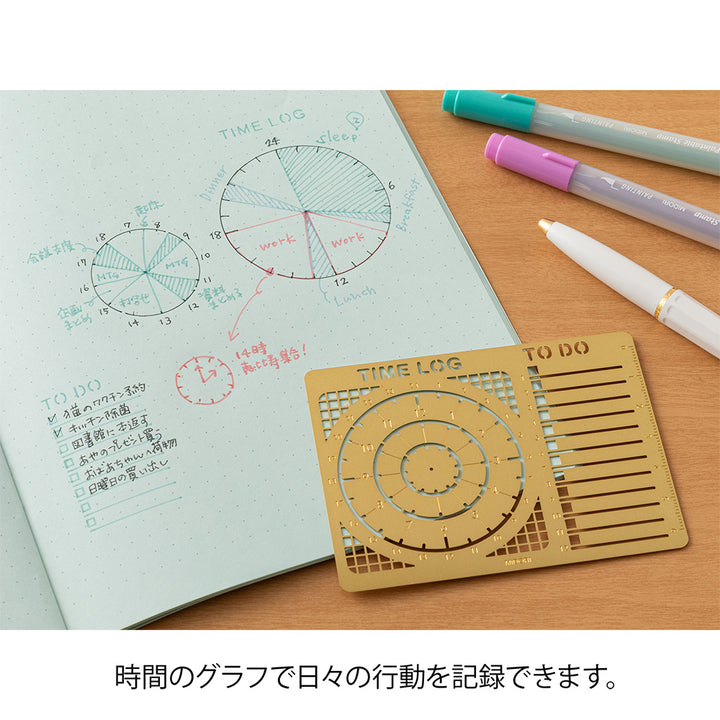 Midori Brass Calendar Template - Time Log — in use