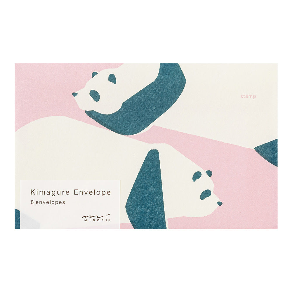 MIDORI Easy & Cozy Envelope – Panda featuring sketch-style panda silhouettes with soft retro printing and cozy colors.