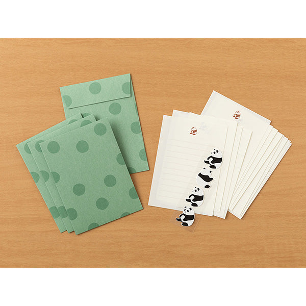 Midori Letter Paper & Envelopes with Stickers 948 Panda A — side view