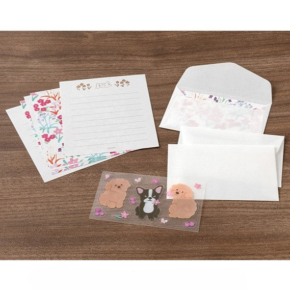 Midori Mini Letter Paper & Envelopes with Stickers 942 For You Dog — side view