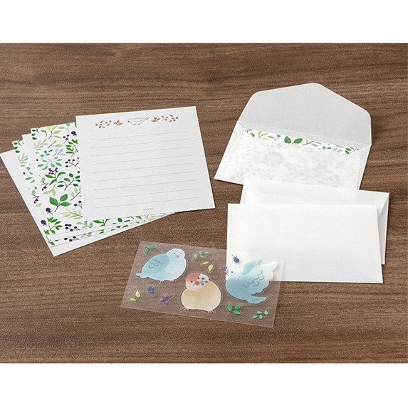 Midori Mini Letter Paper & Envelopes with Stickers 944 For You Bird — side view
