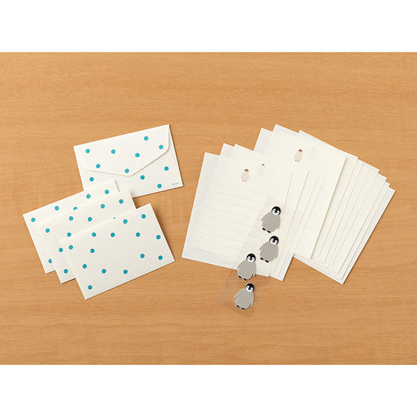 Midori Mini Letter Paper & Envelopes with Stickers 950 Penguin A — side view