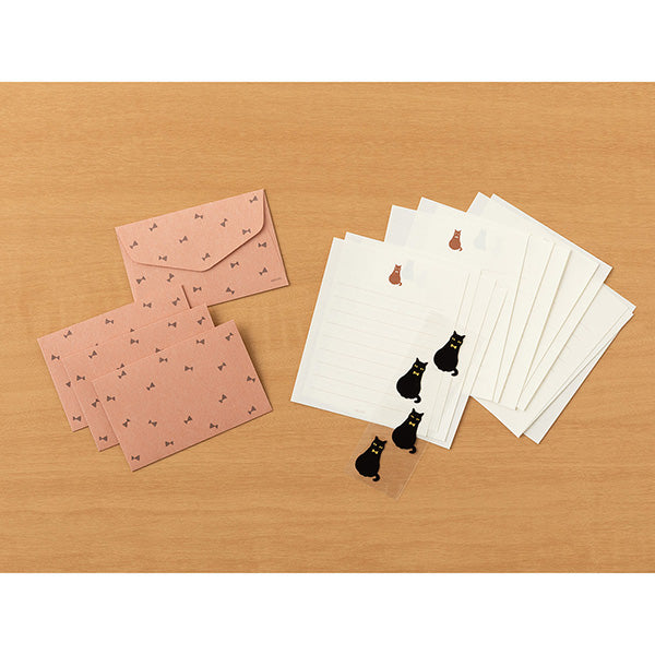 Midori Mini Letter Paper & Envelopes with Stickers 951 Black Cat A — side view