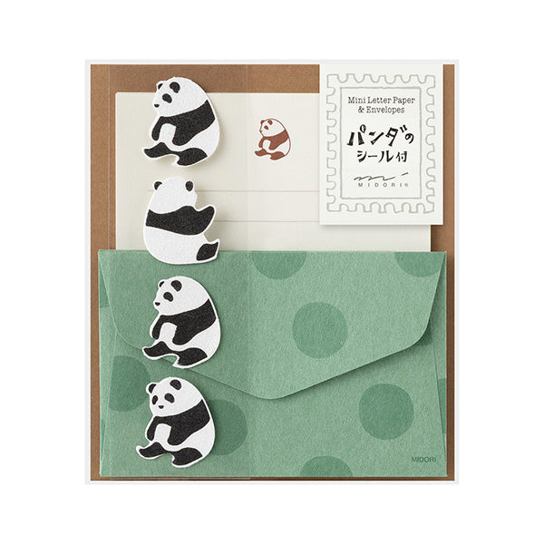 Midori Mini Letter Paper & Envelopes with Stickers 952 Panda A — front view