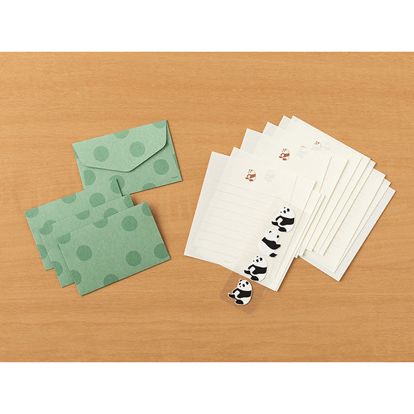 Midori Mini Letter Paper & Envelopes with Stickers 952 Panda A — side view