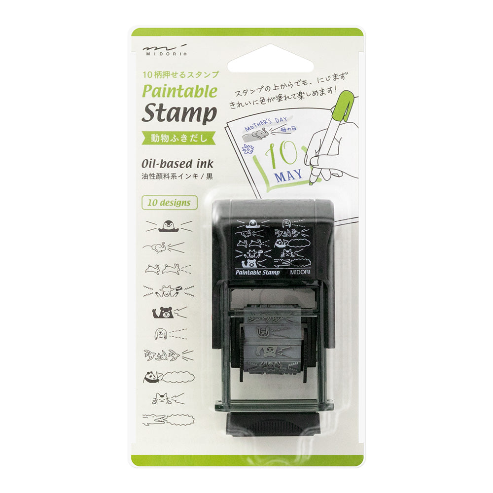 Midori Paintable Rotating Stamp Dial - Animal Speech Bubble — front view