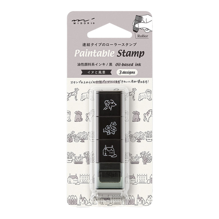 Midori Paintable Stamp Roller - Dog &amp; Landscape — front view