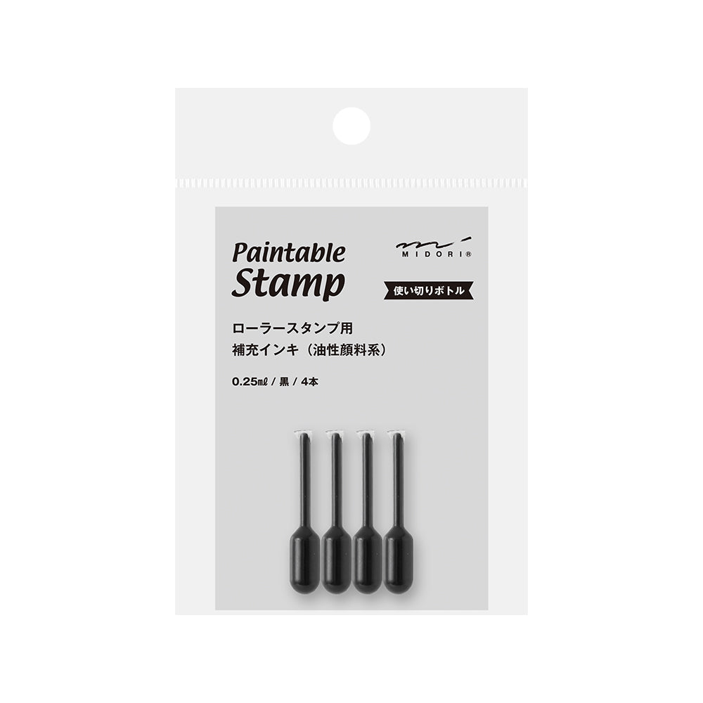 Midori Paintable Stamp Roller Refill Ink - Black — front view