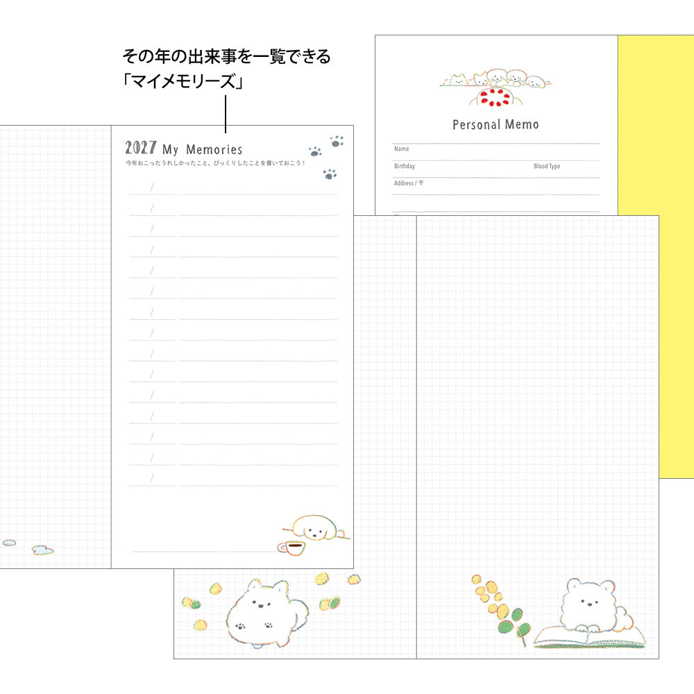 Midori Slim Pocket Diary Dog 2027