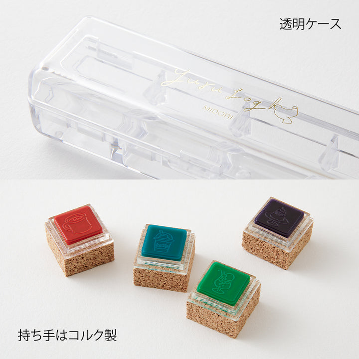 Midori Yuru Log Pre-inked Stamp - Cafe — in use
