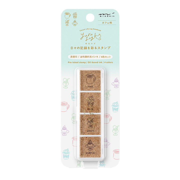Midori Yuru Log Pre-inked Stamp - Cafe — front view