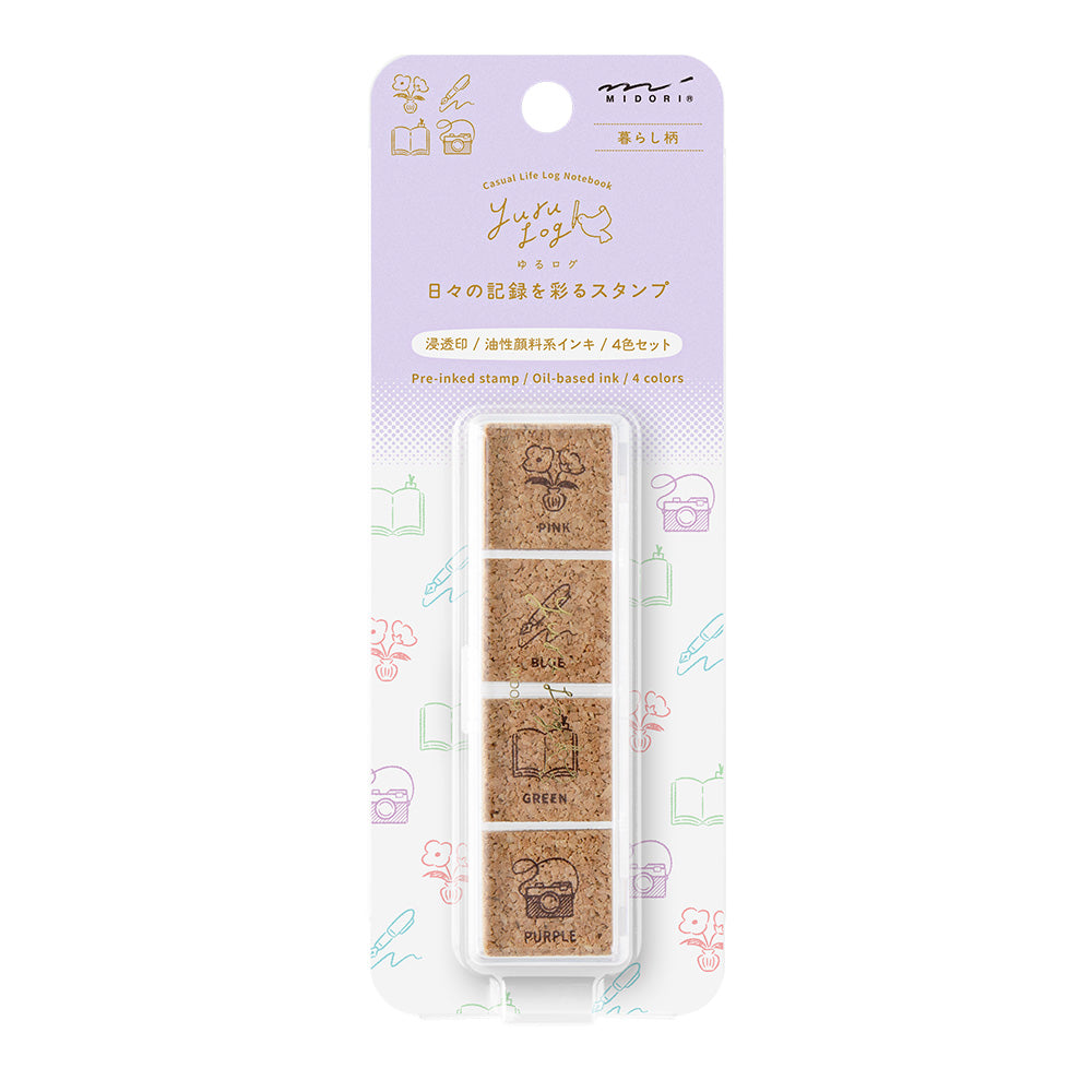 Midori Yuru Log Pre-inked Stamp - Daily Life — front view