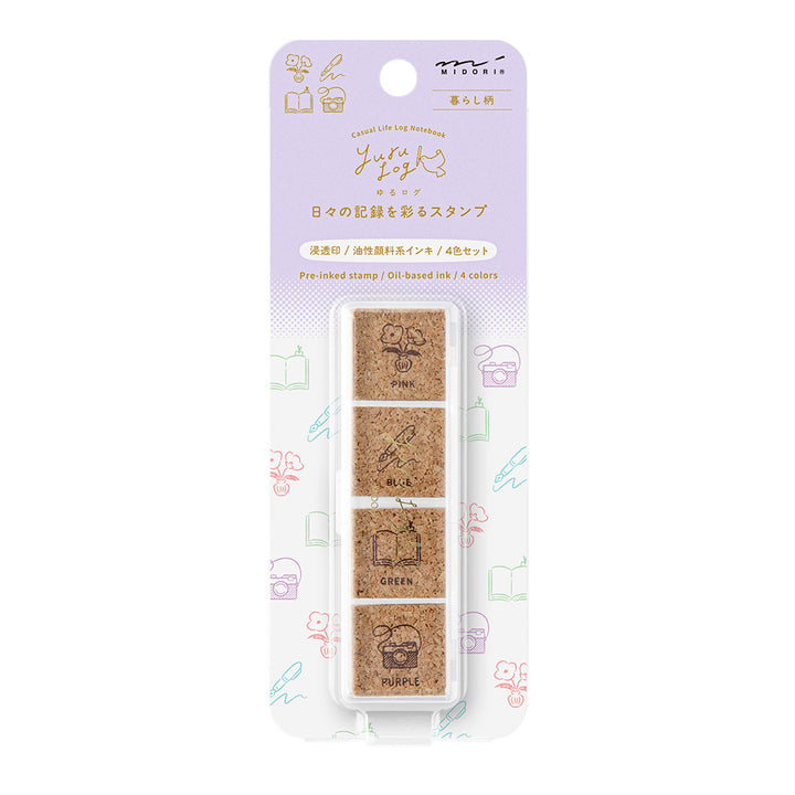 Midori Yuru Log Pre-inked Stamp - Daily Life — front view