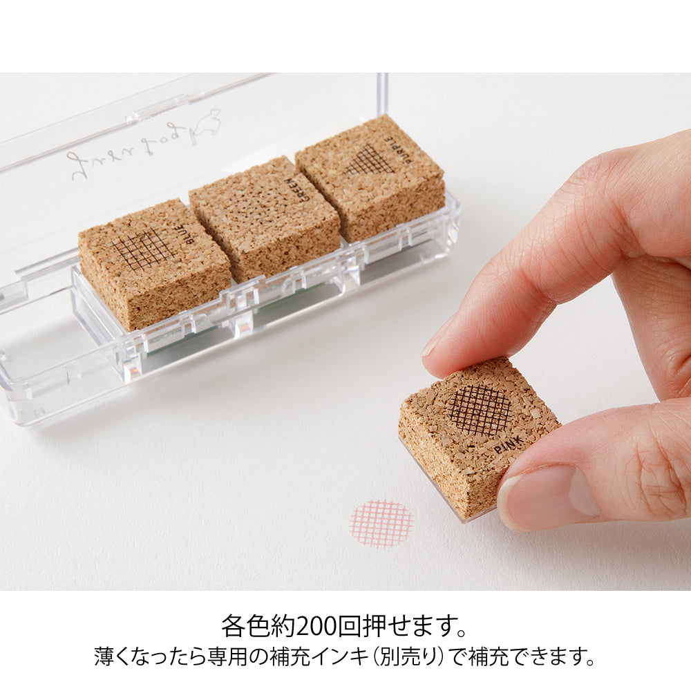 Midori Yuru Log Pre-inked Stamp - Geometry — with packaging
