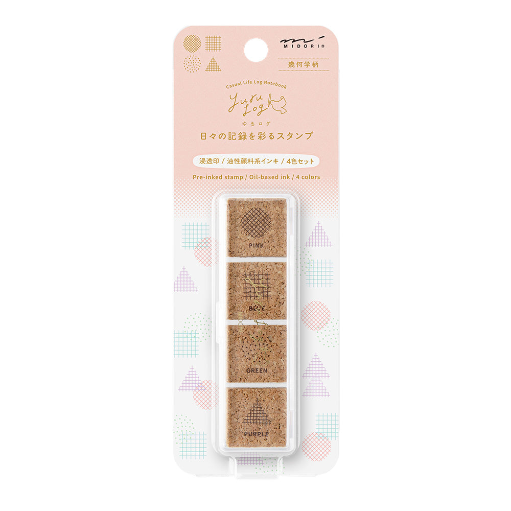 Midori Yuru Log Pre-inked Stamp - Geometry — front view