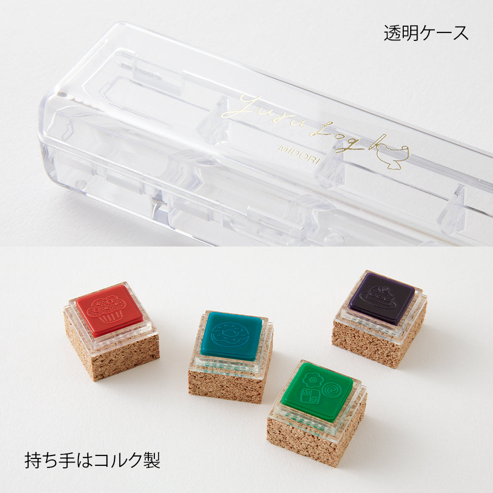 Midori Yuru Log Pre-inked Stamp - Sweet — in use