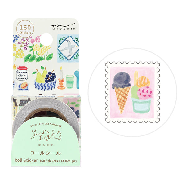 Midori Yuru Log Roll Sticker - Stamps