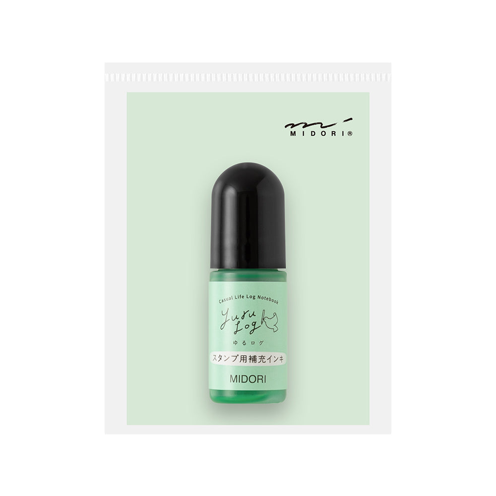 Midori Yuru Log Stamp Pre-inked Refill Ink - Green — front view