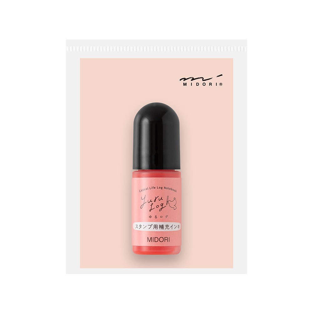 Midori Yuru Log Stamp Pre-inked Refill Ink - Pink — front view