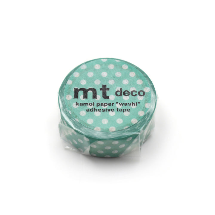MT 1P Dot Washi Tape - Emerald Green — roll front