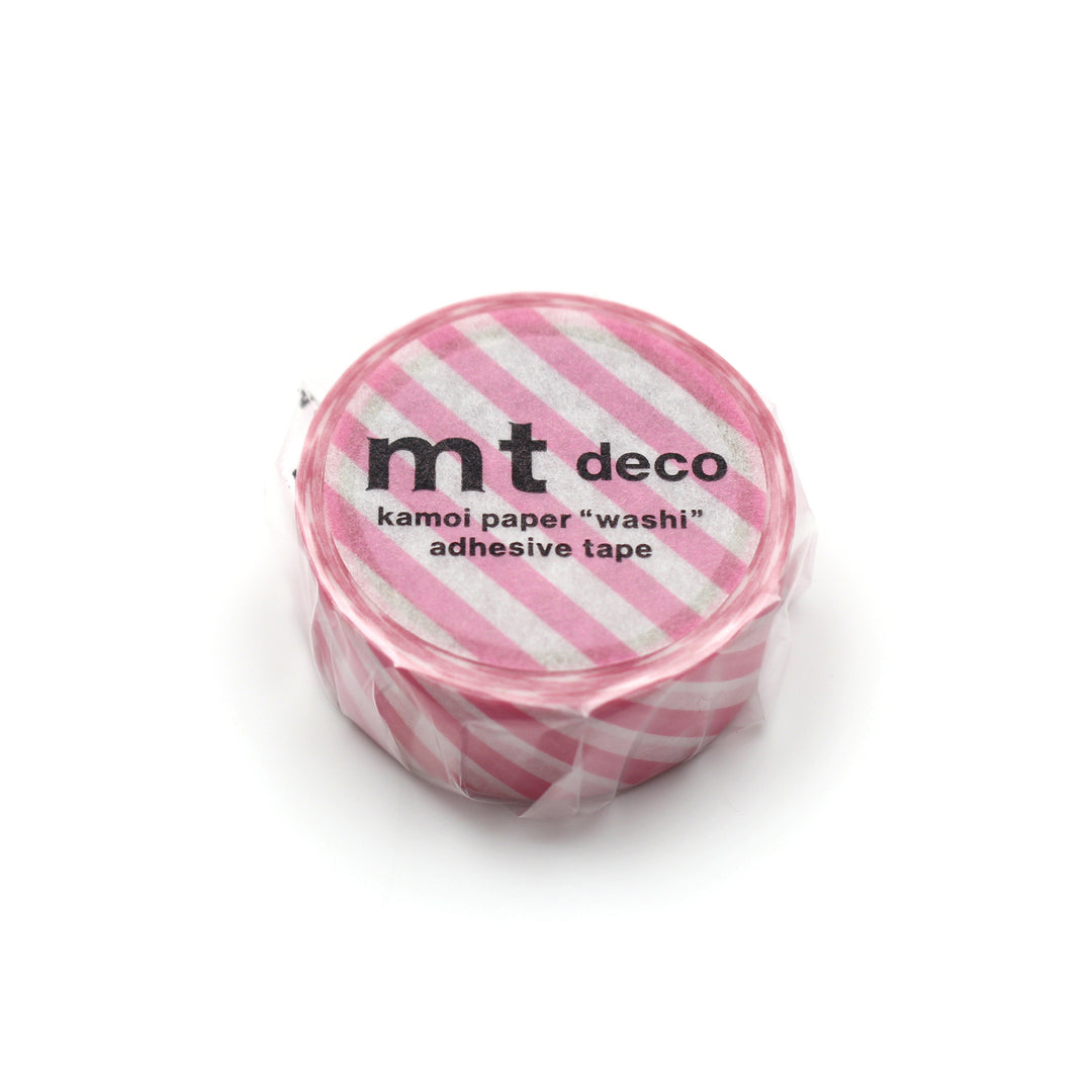 MT 1P Stripe Washi Tape - Aurora Pink — roll front