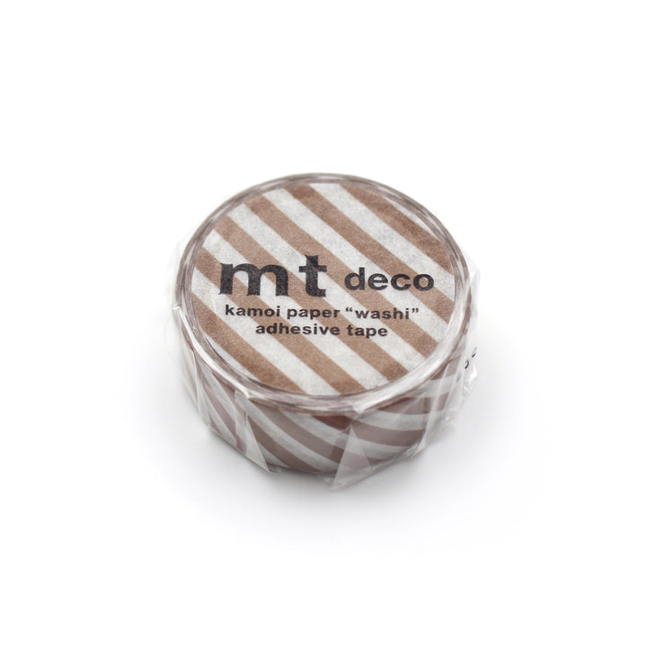 MT 1P Stripe Washi Tape - Brown — roll front