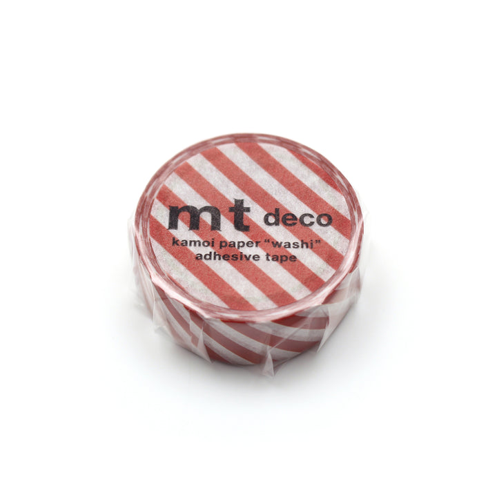 MT 1P Stripe Washi Tape - Deep Red — roll front