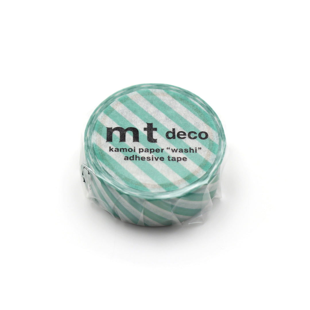 MT 1P Stripe Washi Tape - Emerald Green — roll front