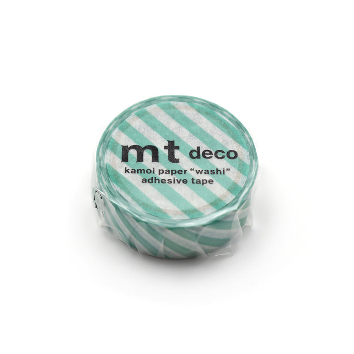 MT 1P Stripe Washi Tape - Emerald Green — roll front