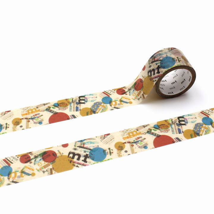 MT Upcyle Washi Tape - Mt Upcycle Poster Collage Dot — roll front