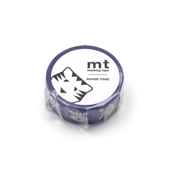 MT x Papier Tigre Washi Tape - Tigre Blue — roll front