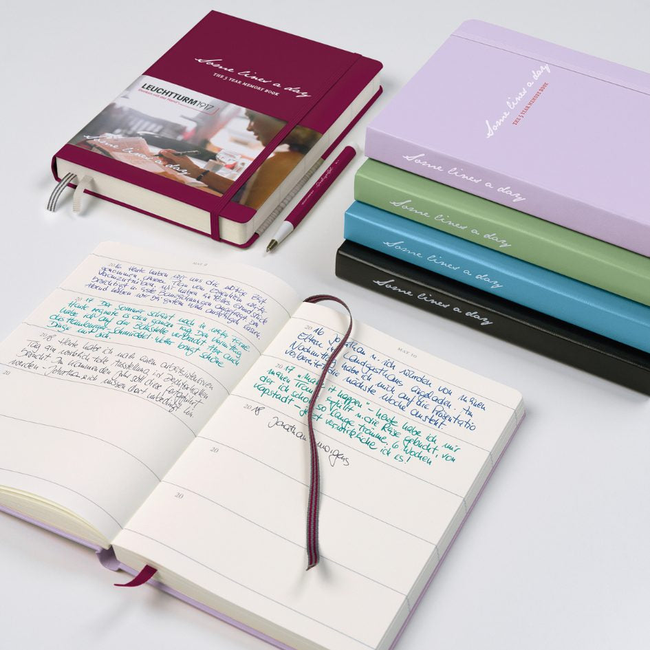 Leuchtturm1917 Some Lines A Day A5 Medium Hardcover Notebook - Port Red — spine view