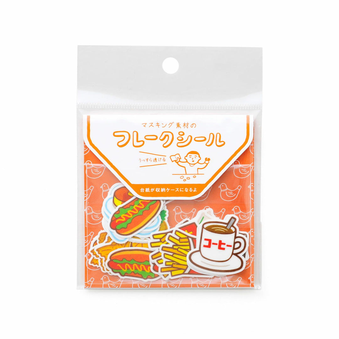 New Retro Flake Stickers B – Today’s Treats – retro food stickers including coffee, noodles, and desserts.