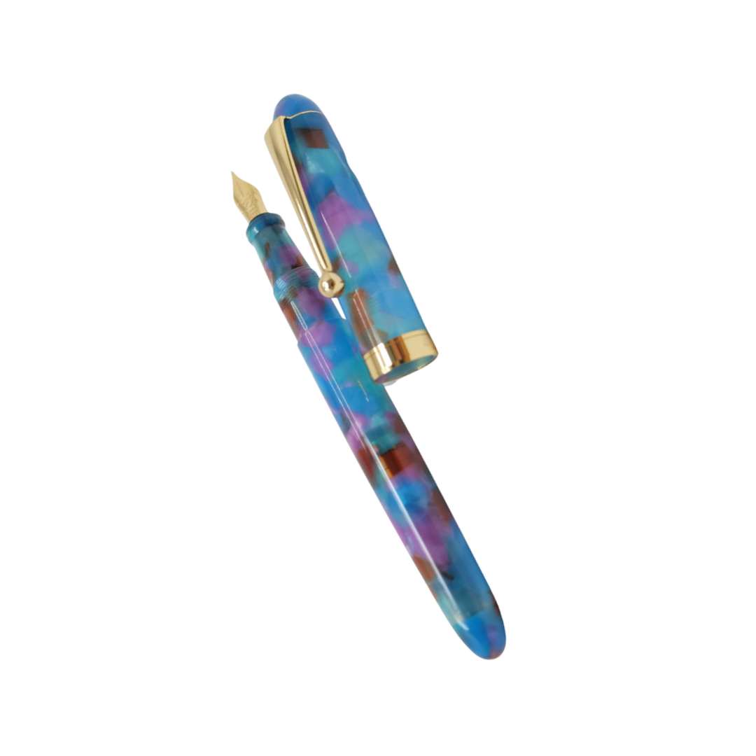 Onishi Hand Made Fountain Pen-Standard Schmidt Steel in Hydrangea — Onishi fountain pen — precision nib writing instrument, at Cityluxe Singapore stationery store