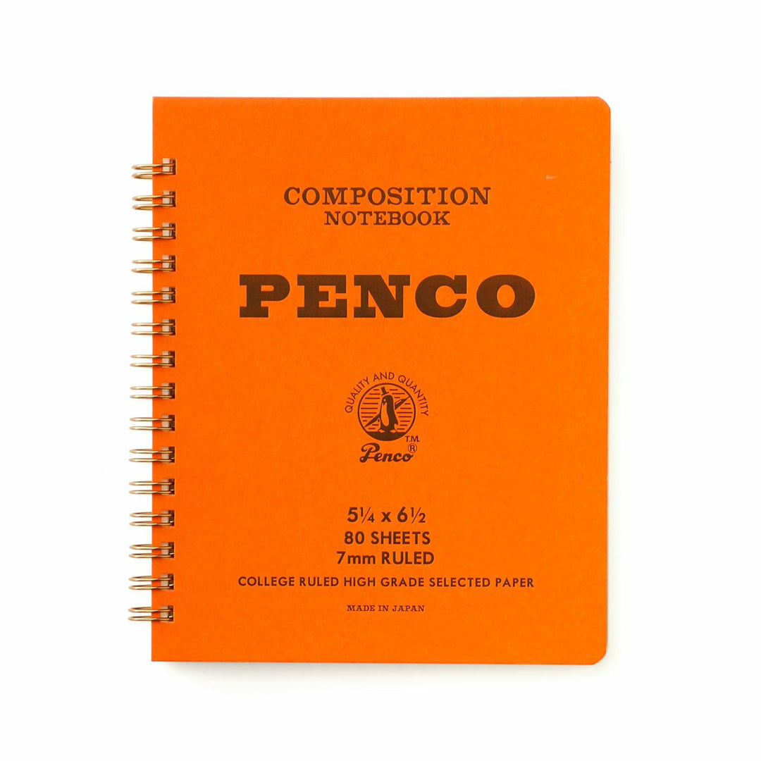 Penco Coil Notebook Medium – Orange – vintage-style ring notebook with orange cover and lined pages.