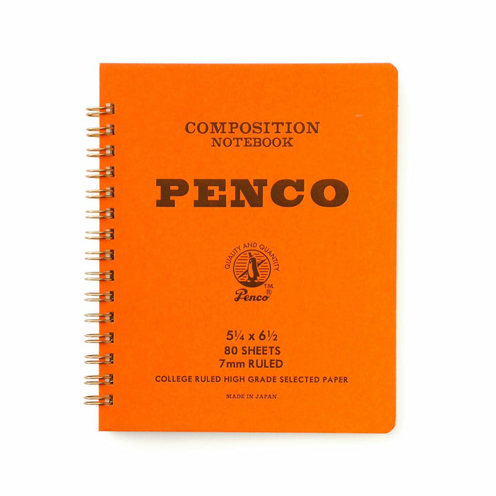 Penco Coil Notebook Medium – Orange – vintage-style ring notebook with orange cover and lined pages.