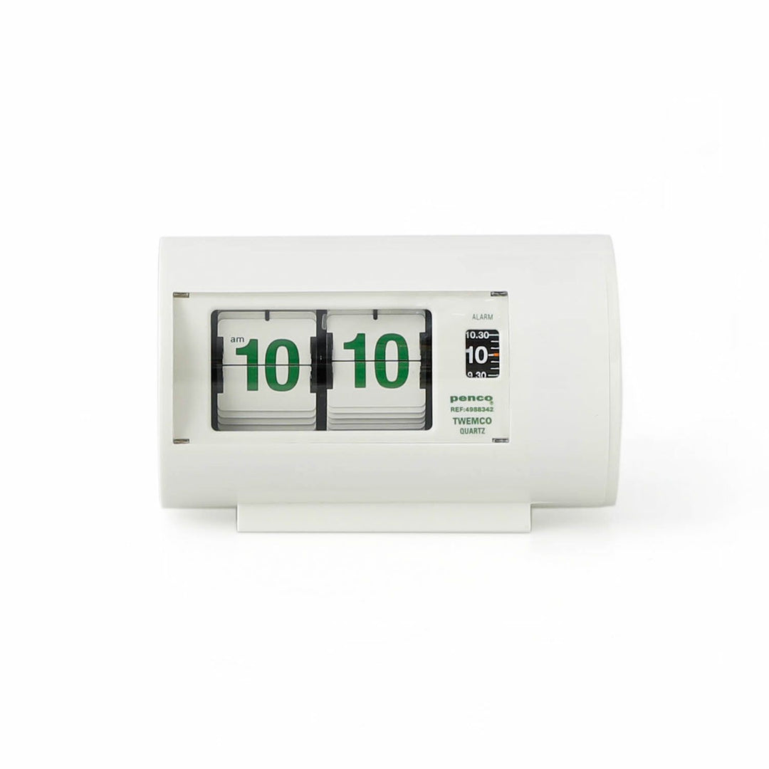 Penco Desk Clock White TWEMCO retro flip alarm clock vintage design.