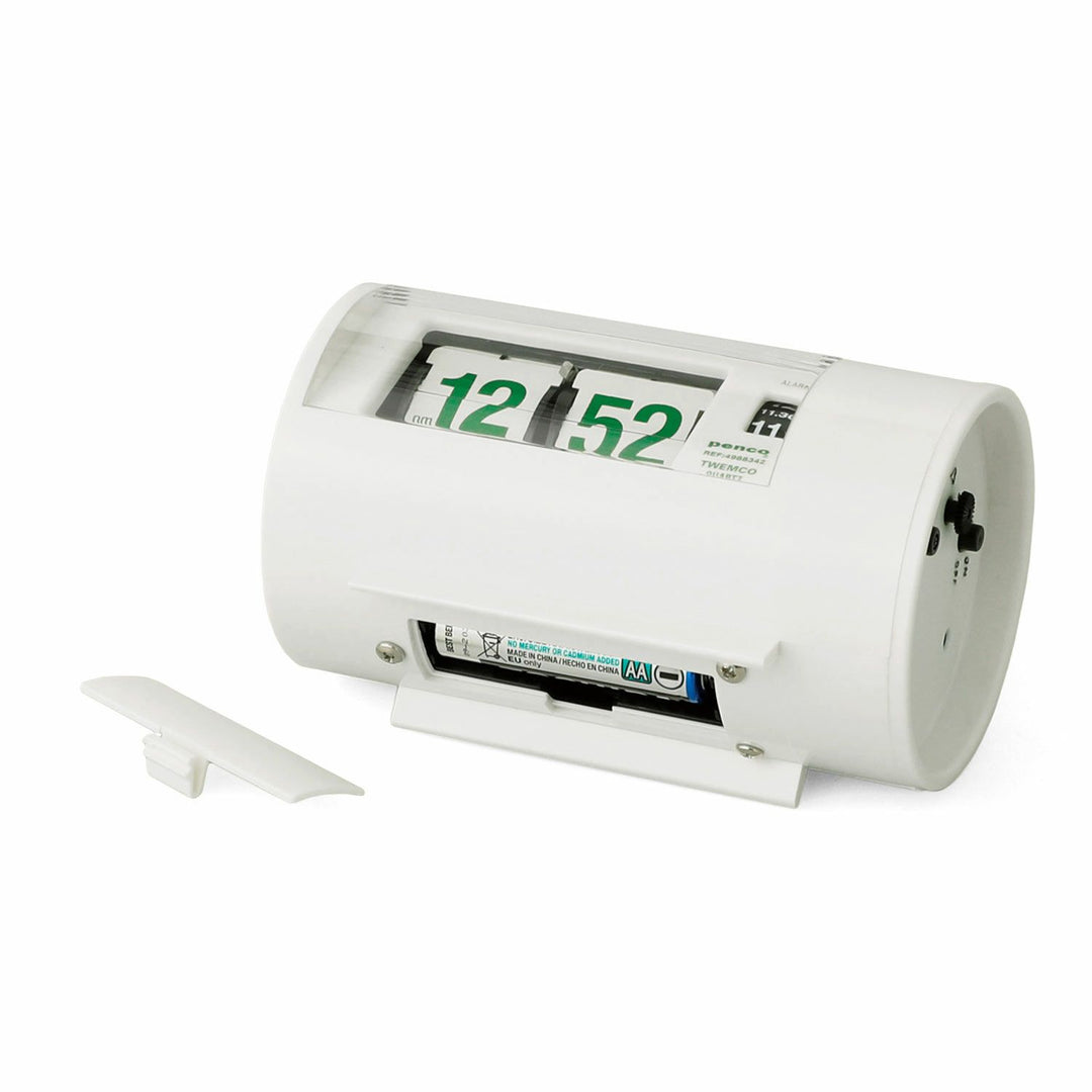 Penco Desk Clock White TWEMCO retro flip alarm clock vintage design.