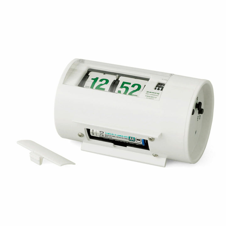 Penco Desk Clock White TWEMCO retro flip alarm clock vintage design.