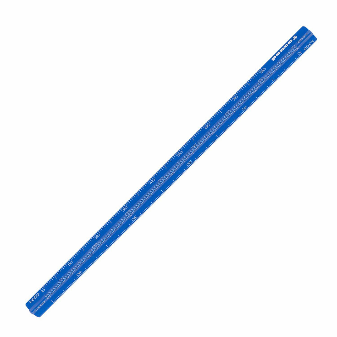 Penco Drafting Scale Ruler Blue with anodized finish and triangular body.