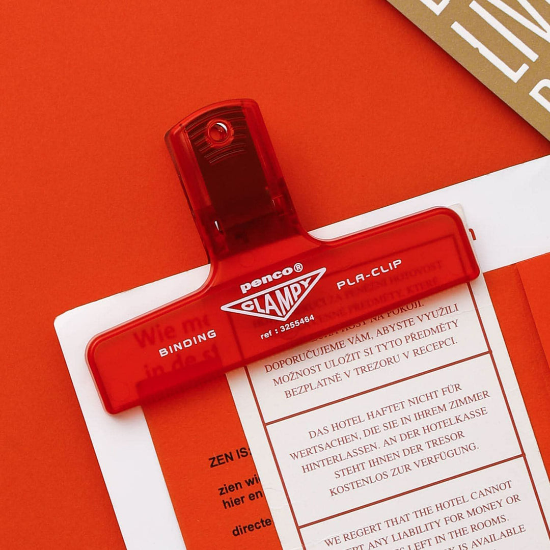 Penco Plastic Clampy Pla-Clip Clear Red Binder Clip