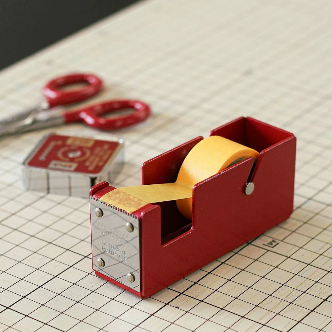 Penco Tape Dispenser Small in Red — Hightide tape cutter — precision tape dispenser for washi tape, at Cityluxe Singapore