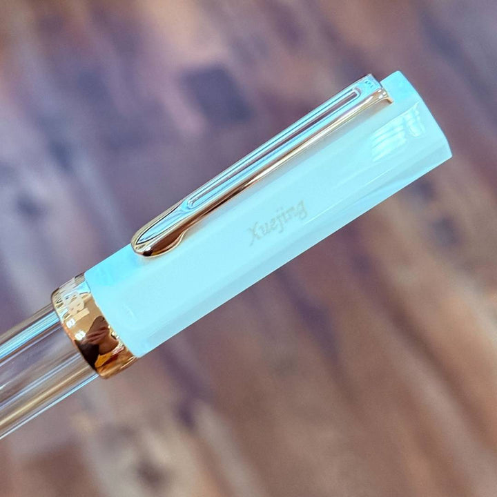 Personalized Name Engraving On TWSBI ECO Fountain Pen - White with Rose Gold Trim