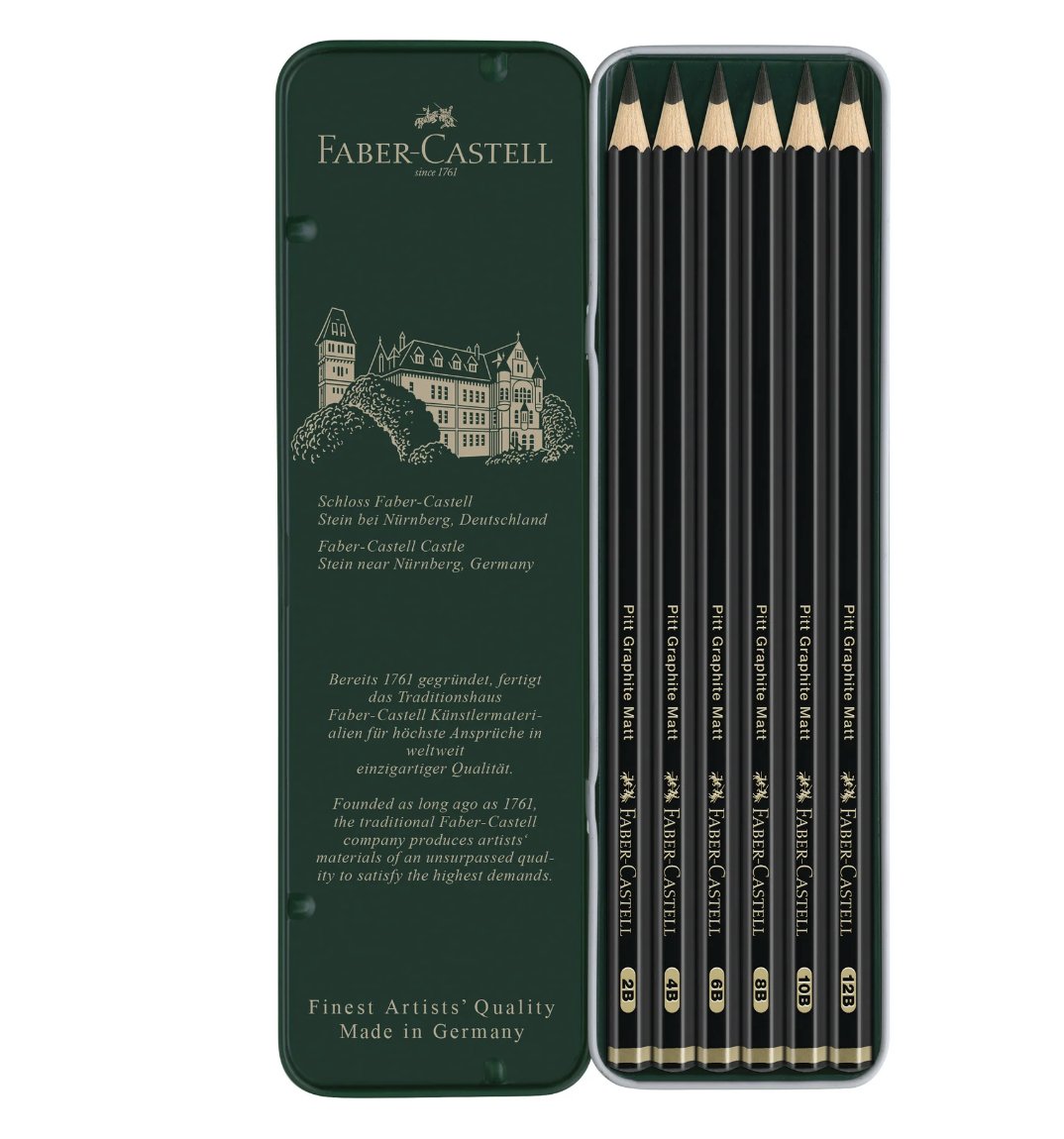 Faber-Castell Pitt Graphite Matte Pencils In Tin Box — with packaging