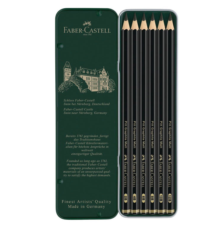 Faber-Castell Pitt Graphite Matte Pencils In Tin Box — with packaging