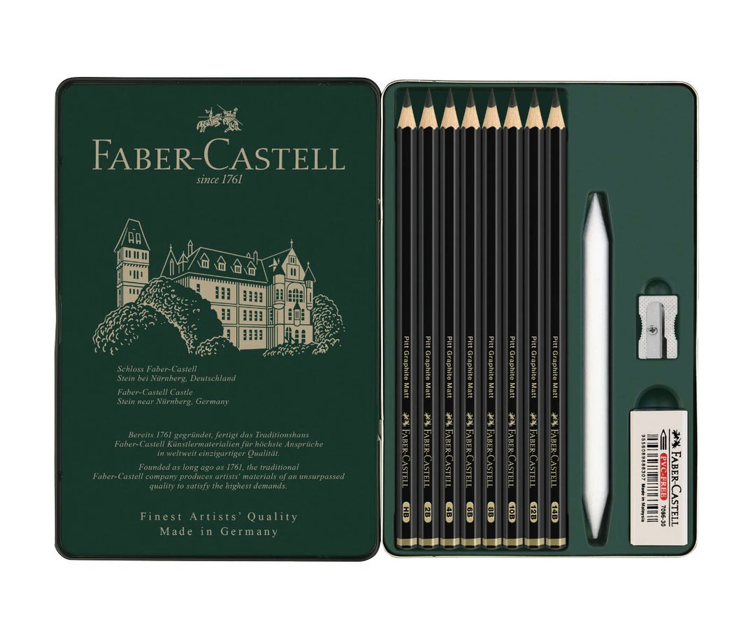 Faber-Castell Pitt Graphite Matte Pencils In Tin Box — front view