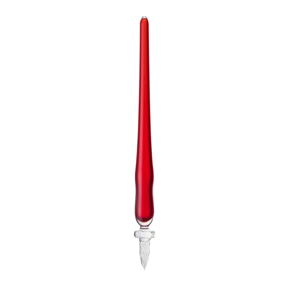 Matsubokkuri Red Glass Fountain Pen - Cherry — uncapped with cap posted