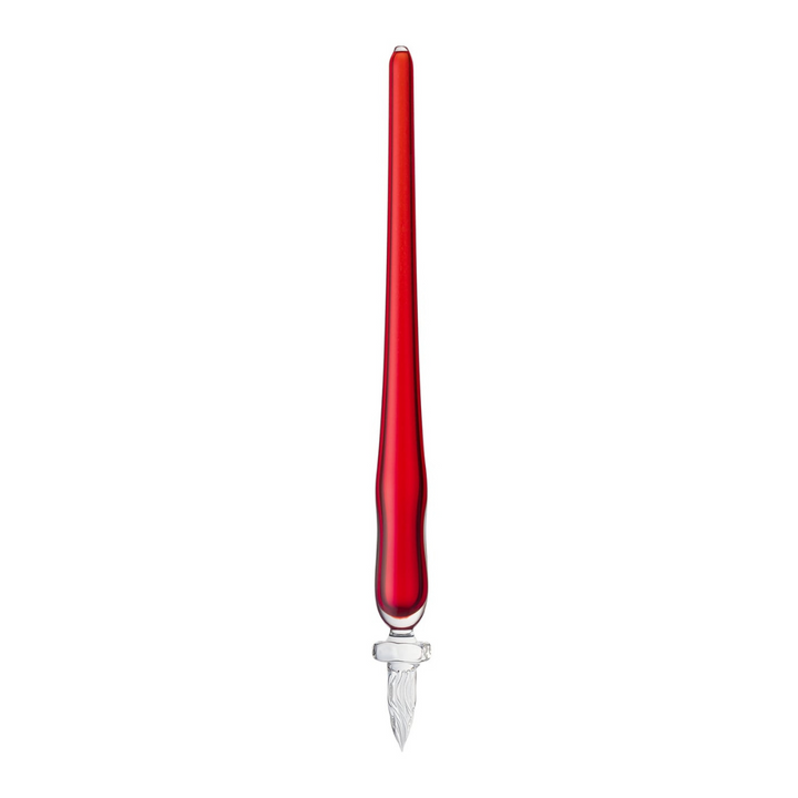 Matsubokkuri Red Glass Fountain Pen - Cherry — uncapped with cap posted