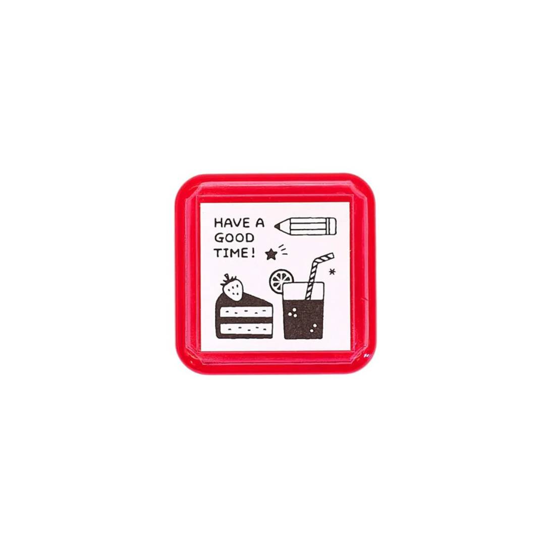 Sanby x Eric Small Things Pre-Inked Stamp – Sweets, compact Japanese pre-inked stamp with black ink for journaling and stationery use.