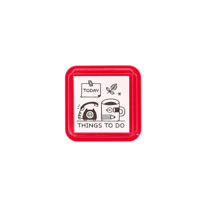 Sanby x Eric Small Things Pre-Inked Stamp – Things To Do, compact Japanese planner stamp with black ink.